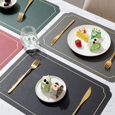 Rectangle Faux Leather Placemat Modern Waterproof Heat-Resistant Non-slip Heat Insulation Dishwasher Safe Dining Table Protection Decoration