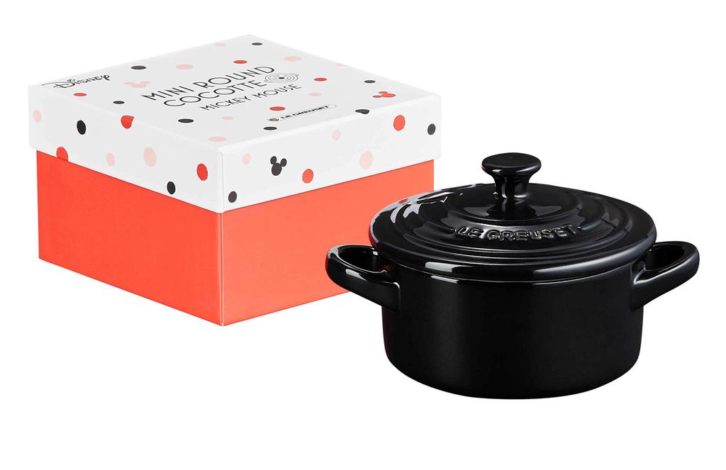 LE CREUSET Mini Cocotte, Mickey Mouse, Shiny Black, Heat and Cold Resistant, Microwave and Oven Safe [Official Japanese Product]
