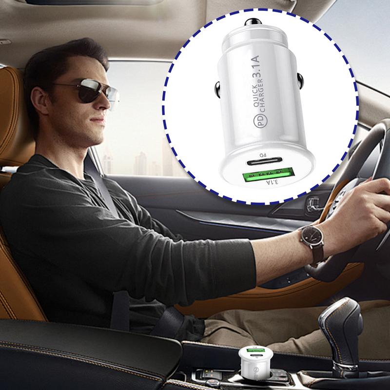 USB+TYPE-C Car Charger 3.1A 5V PD Cigarette L ighter USB Power Adapter Fast Charging Car Phone Charger For All Smart Phones