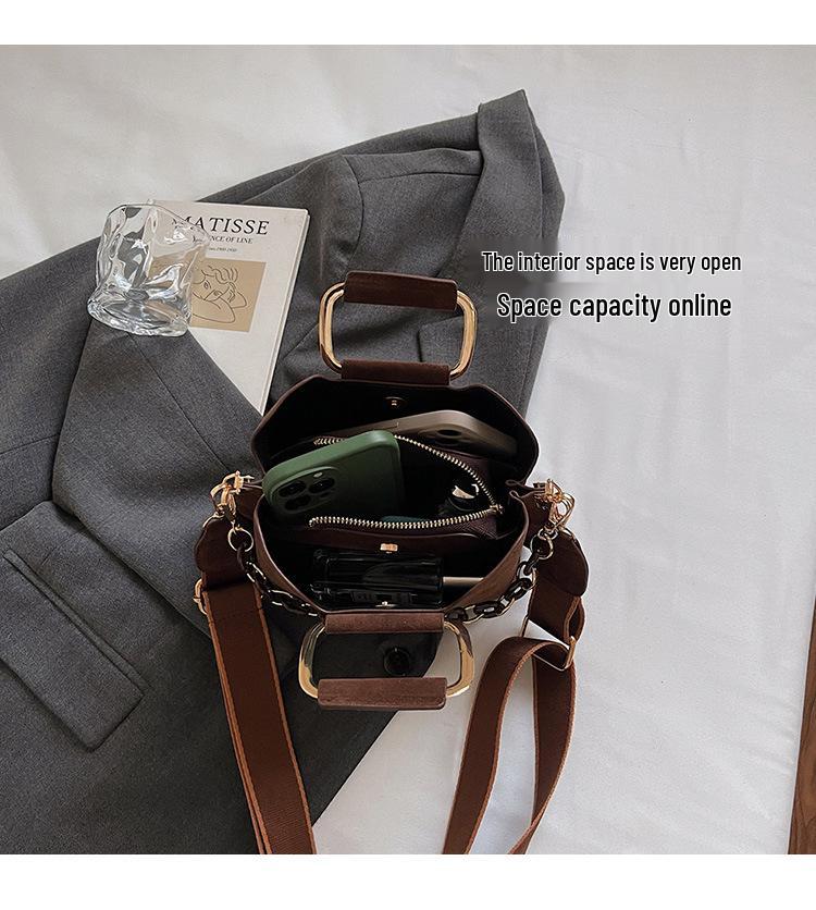 Versatile Women's Solid Color Bucket Handbag - Autumn 2025, Single Shoulder Crossbody