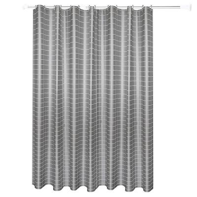 180x180CM Duschvorhang mit Edelstahlschnalle 12 Haken Graues Gitter PEVA Badvorhang Set für