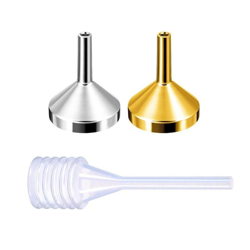 10Pcs Small Metal Funnel with 2Pcs Mini Pipette for Filling Small Mini Bottles Containers Atomizer Perfume Liquid