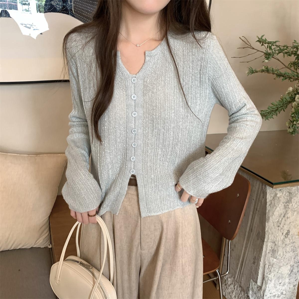

Spring/Summer Women s Thin Knitted Shirt Pullover Sunscreen Loose Cover Shirt Ice Silk Top Summer S