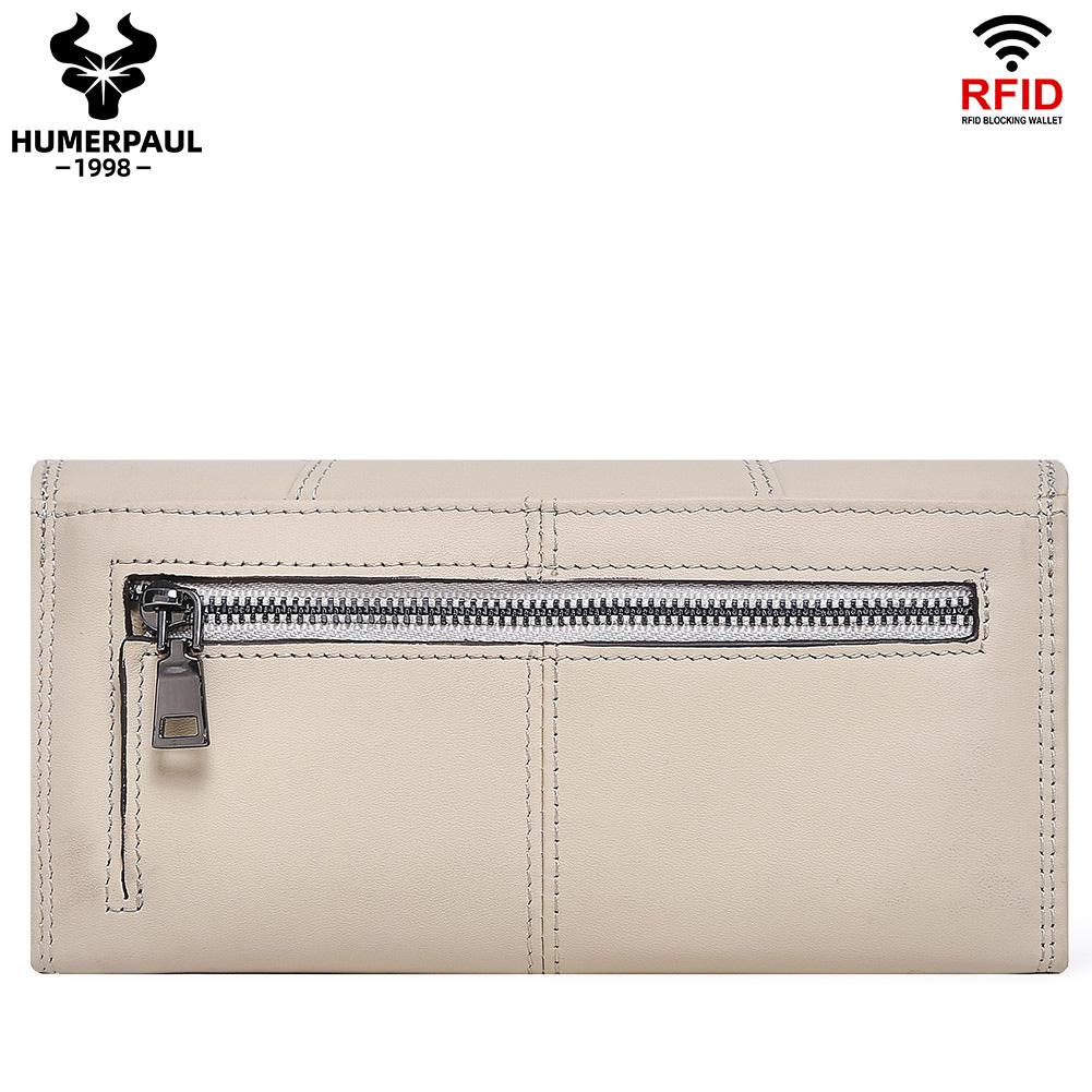Humerpaul Portafoglio da donna portafoglio in pelle bovina primo strato grande capacità clutch portafoglio multi-carte con finestra per foto portafoglio