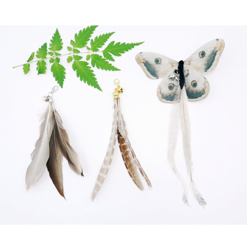 3 of Ni Cat Toy Feather Replacement Cat Teaser Cat Toy Feather Fishing Rod (1) Replacement Feathers (3)