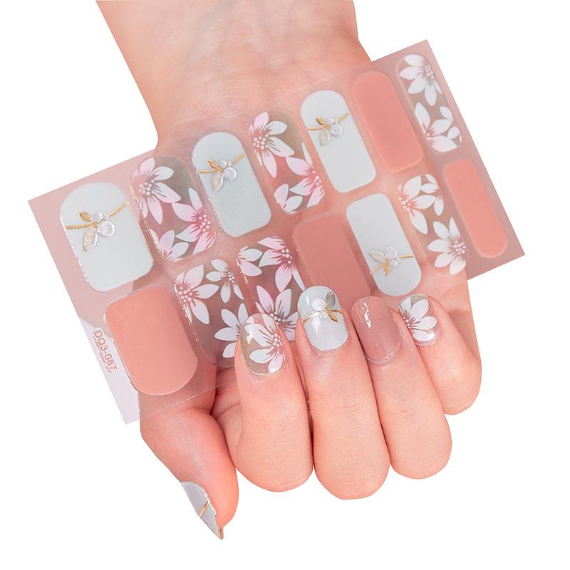 Semi Cured Gel Nails Art Stickers Fashion Solid Manicure Decal UV LED Lamp Need Gel Nail Decals Nail Sticker Decoration