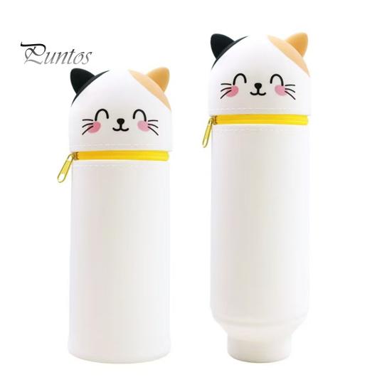 Pencil Case Desktop Stand Up Pen Holder Cartoon Animal Design Silicone Pencil Storage Bag for Home School Office Supplies