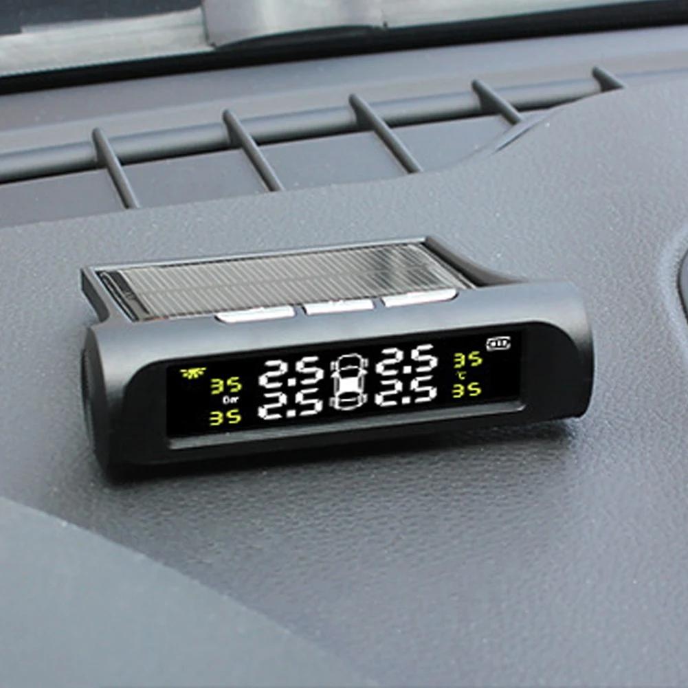 Digital LCD Display Universal Smart Car TPMS Tyre Pressure Monitoring System 4 Sensors Auto Security Alarm Solar Charging