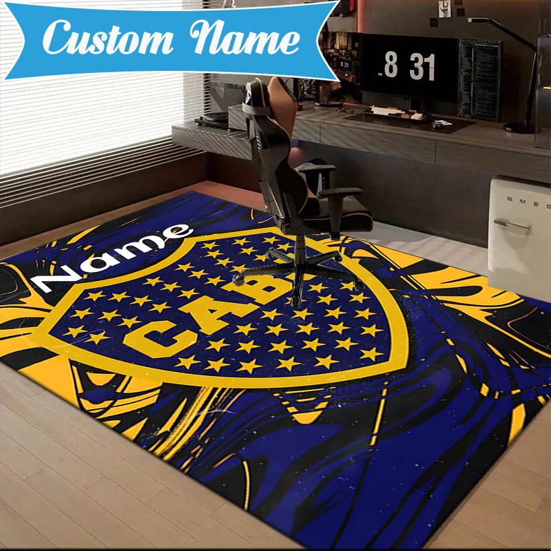 Custom Name Juniors FC Emblem Rug Game Carpet, Floor Mat for Bedroom Living Room Entryway Rug, Home Decor Idea Gift for Christmas birthday