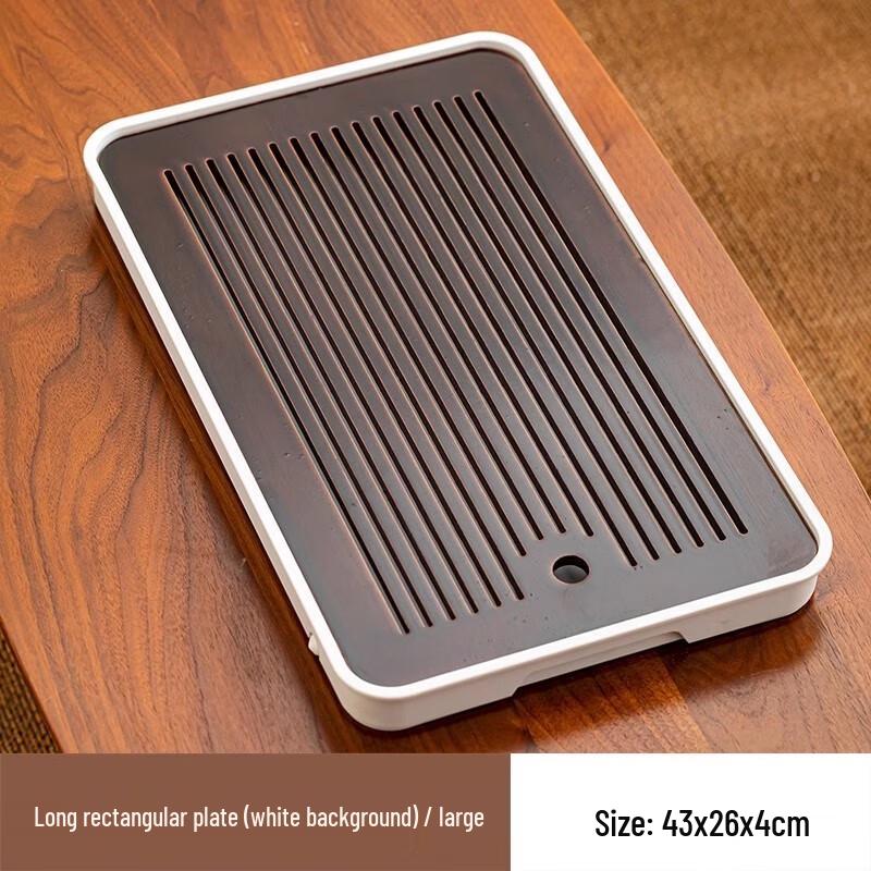 Double-Layer Bamboo Tea Tray with Drip Pan