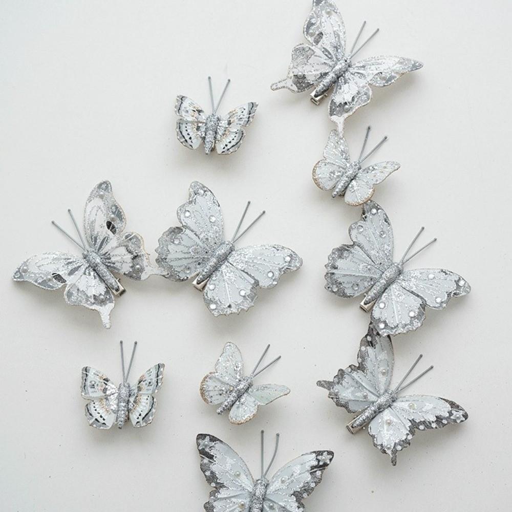 5-7cm Butterfly Christmas Decoration Colorful Artificial Butterfly Flower DIY Accessory