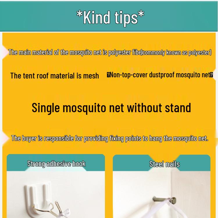 Free Shipping High-Density Mosquito Net for Dorm or Home, Single/Double Bed, with Hanging Rope and Extra Height