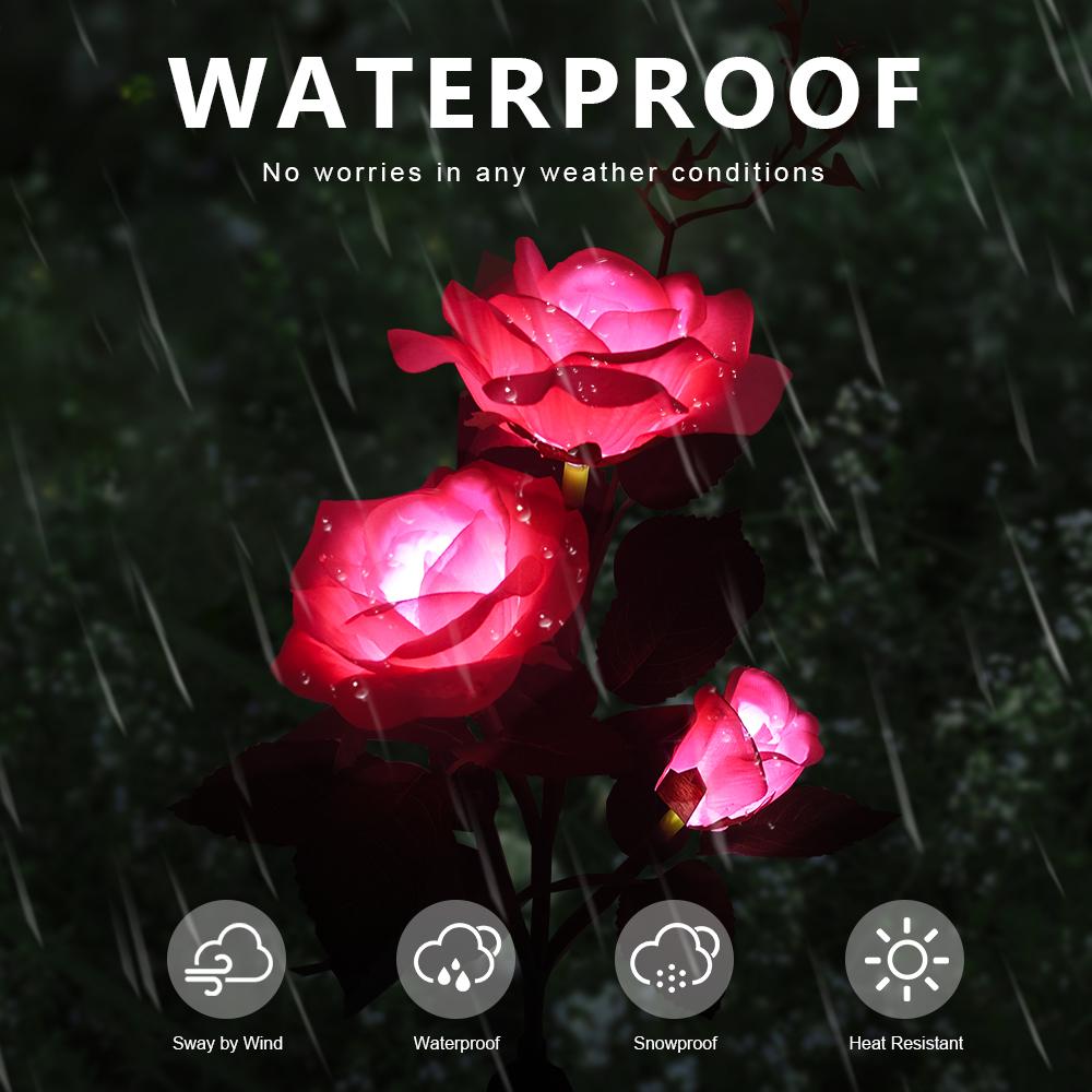 Solar LED Rose Light Outdoor Waterproof Yard Lamp LED Artificial Flower Light Courtyard Landscape Light Garden Decoration