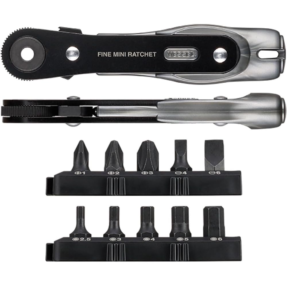 VESSEL (VESSEL) Ultra Thin Fine Mini Ratchet Screwdriver Straight Type with 10 Bits TD-25