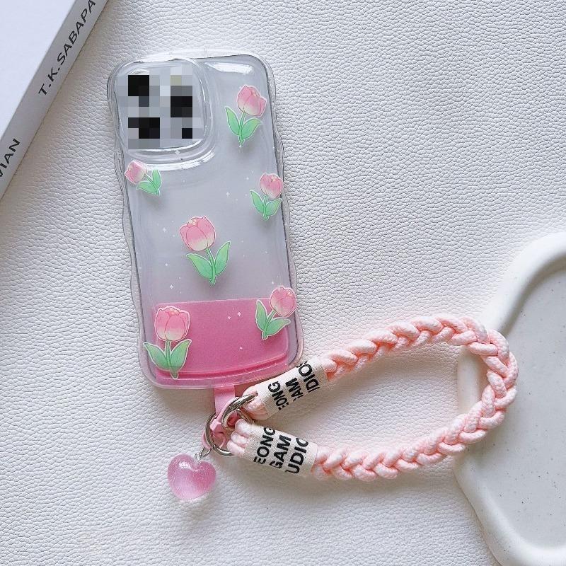 Fashion Mobile Phone Lanyard Hanging Decoration Can Be Carried Twist Rope Anti-loss Love Heart Pendant Strong Wrist Short Straps