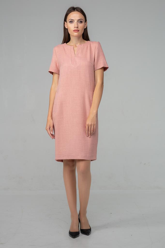 Basic Light Knee-length Dress with V-neck and Short Sleeves Assorted Colors