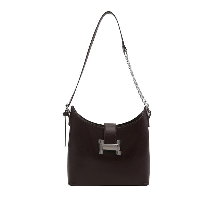 

Сумки осенние и зимние женские универсальные нишевые дизайнерские высококачественные модные дорожные универсальные сумки на цепочке через плечо темно-коричневого