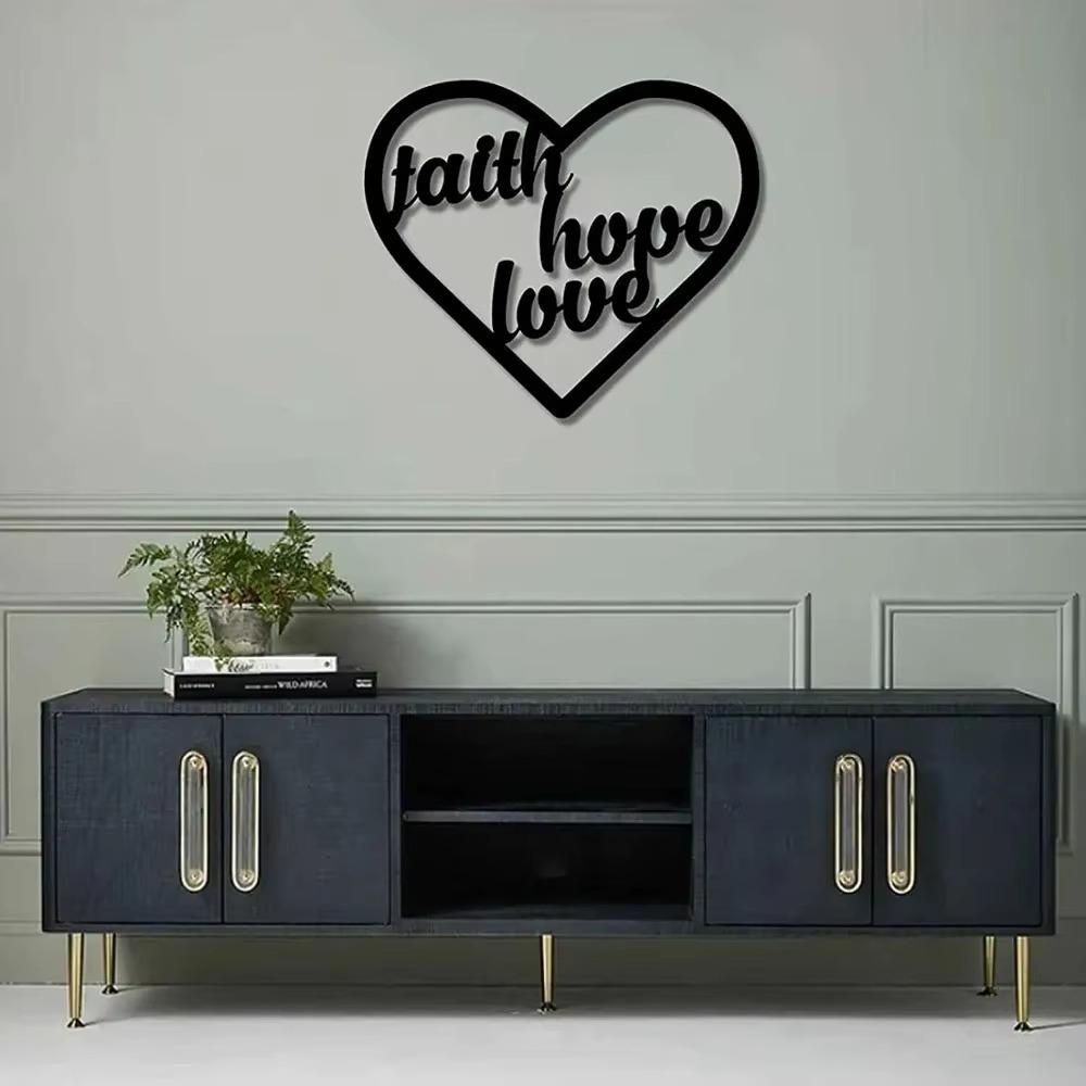 Heart Shaped Metal Wall Art Family Logo Home Decor Hanging Sculpture