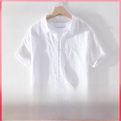Men's Casual Summer White Linen Shirt - Short-Sleeve, Loose Fit, Cotton Blend, Large Size Trend