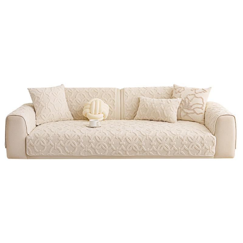 Winter Warm Plush Sofa Seat Cover Minimalist Anti-Slip Thickened Living Room Cushion Straight-Cut Throw For Living Room