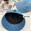 Denim Bucket Hat Women Spring and Autumn Big Head Circumference Plain Face Covering Cap Showing Small Face