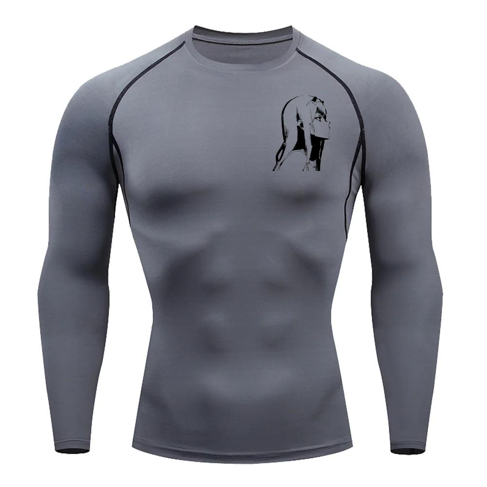 Fitness Sportswear Teenagers Men Tshirt Zero Two Graphic Tops Tight Training Clothes Boys Compression Running Basketball Clothes