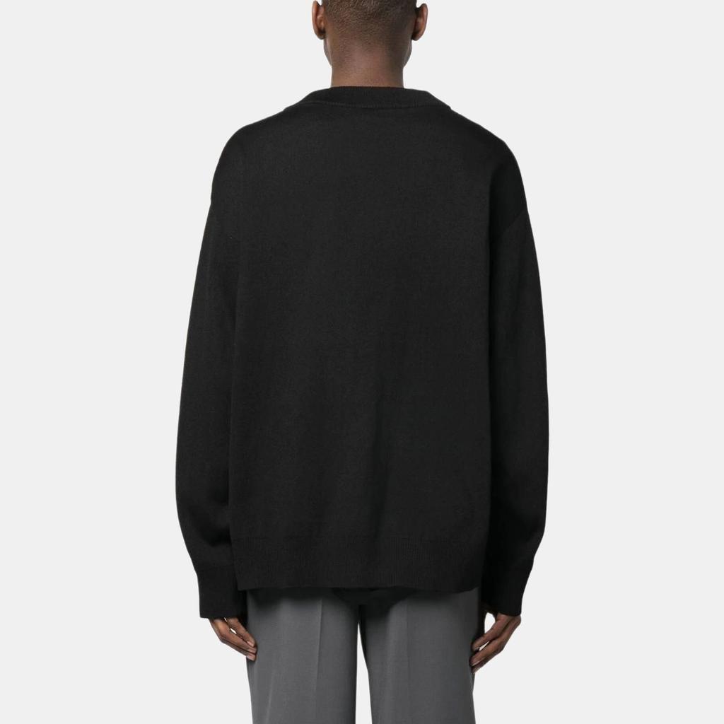 Y-3 FW22 Logo Bestickter Einreiher Langarm Strick Cardigan Unisex Cardigans Schwarz H44809