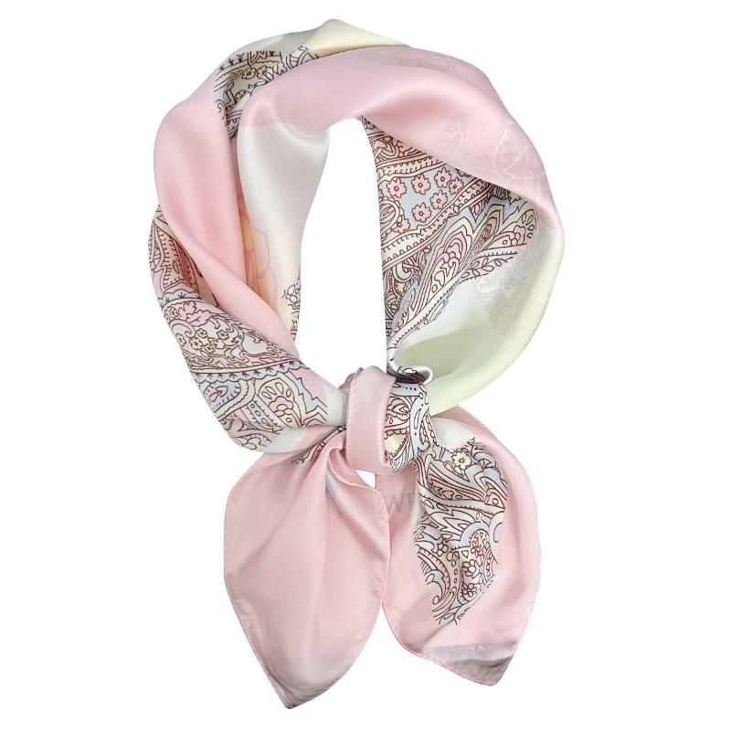 68Cm Cashew Flower Rose Pattern Silk Scarf Women'S Simulated Silk Fresh And Elegant Versatile Fashion Decorative Square Scarf