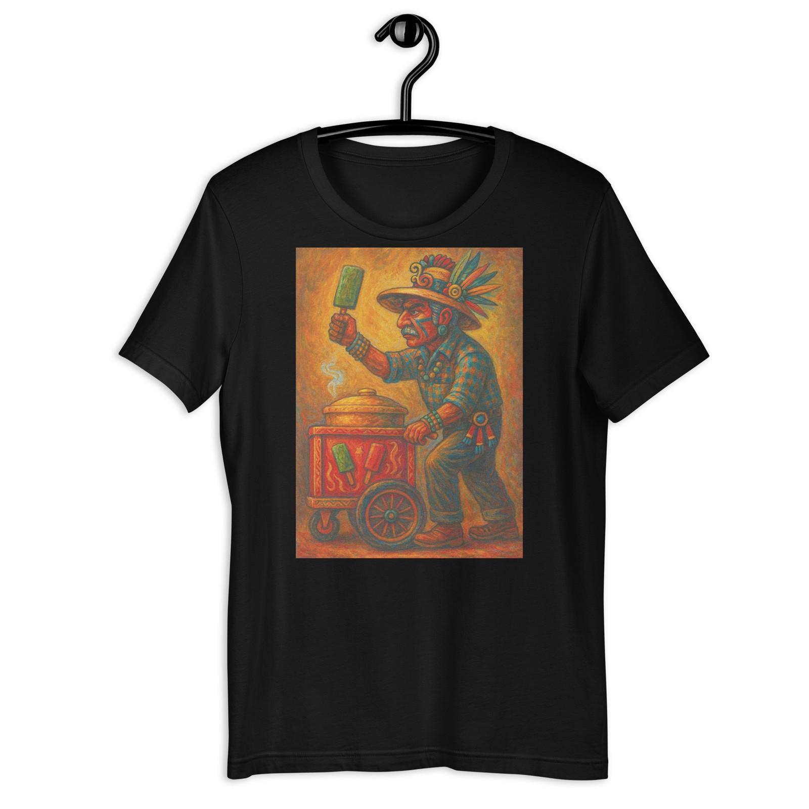 Aztec Paletero Shirt Mexican Street Art Vendor Popsicle Graphic Tee S