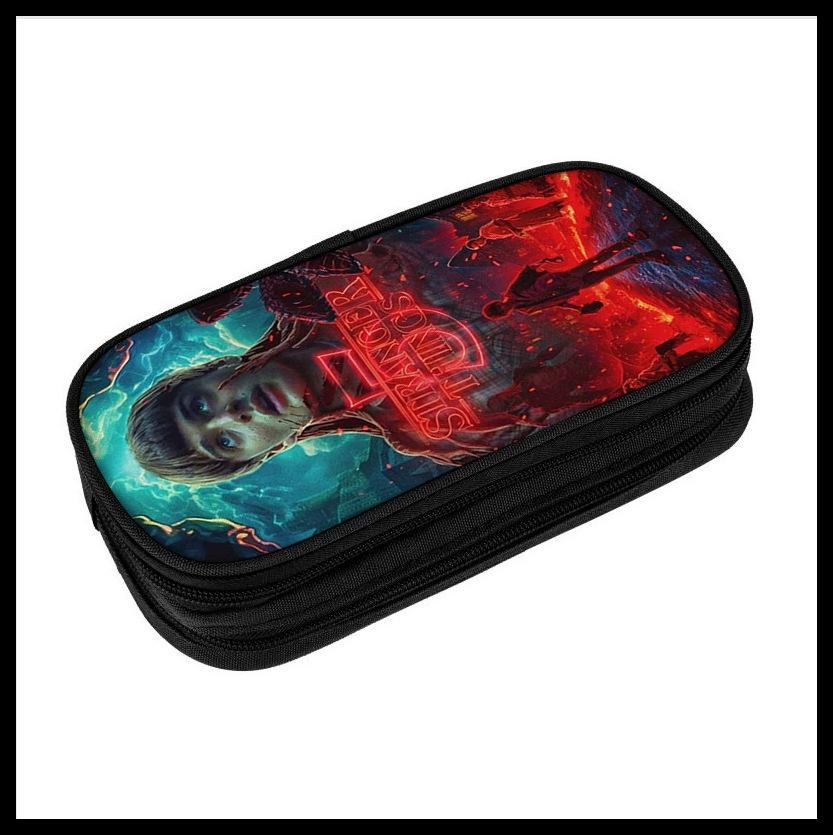 Digital Printing Diy Black Primary And Secondary School Student Stationery Pencil Case Double-Layer Stationery Case Storage Bag Pencil Case