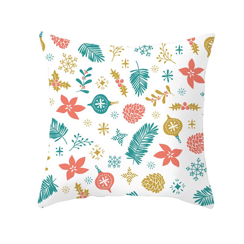 Christmas Peach Skin Pillow Cover Nordic Sofa Cushion Cover Cartoon Print Pillow Cover