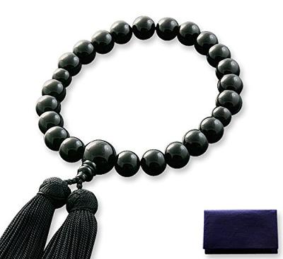 Kyoto Buddhist Altar Hayashi Prayer Beads for Men Kyoto Miyakobo Black Onyx Informal One Hand Single Flower Bag Funeral Prayer Beads Can Be Used by