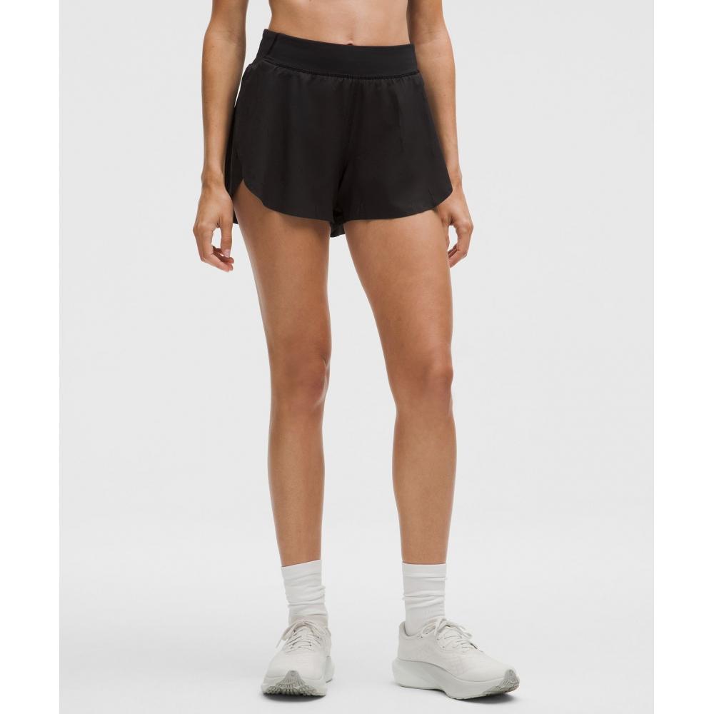 Lululemon Fast And Free High Rise Split Short 3   Crinkle Black