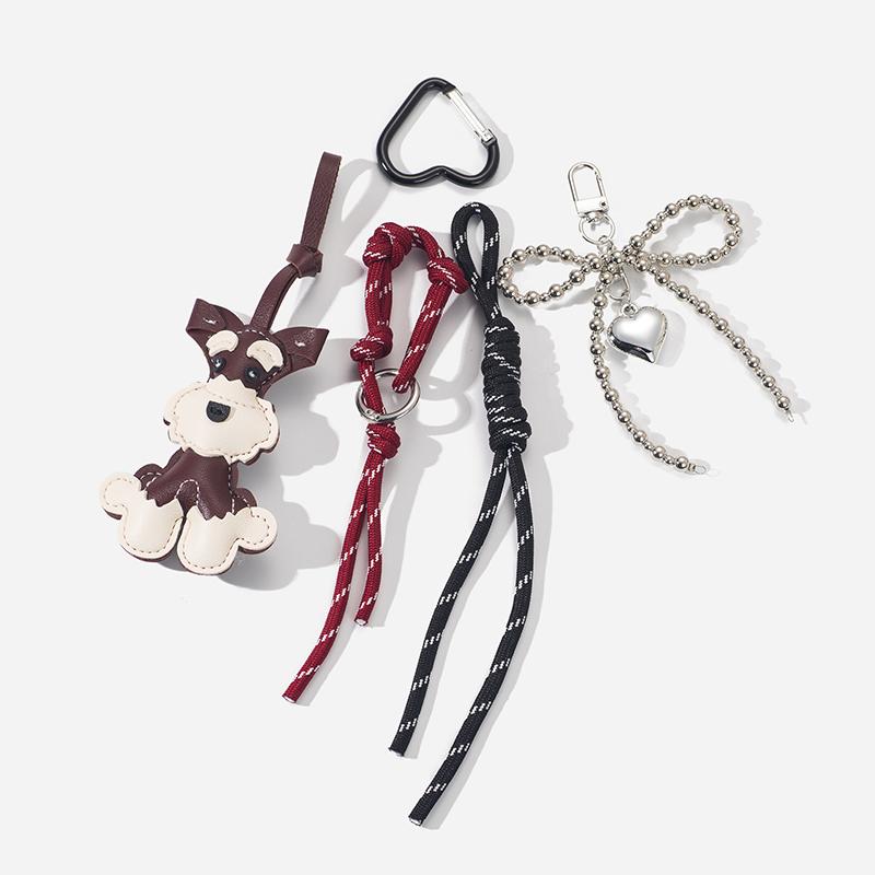 Yogodlns New Cute Puppy Shape Bow Handbag Pendant Fashion Woven Rope Versatile Backpack Pendant Versatile Bag Parts Accessories