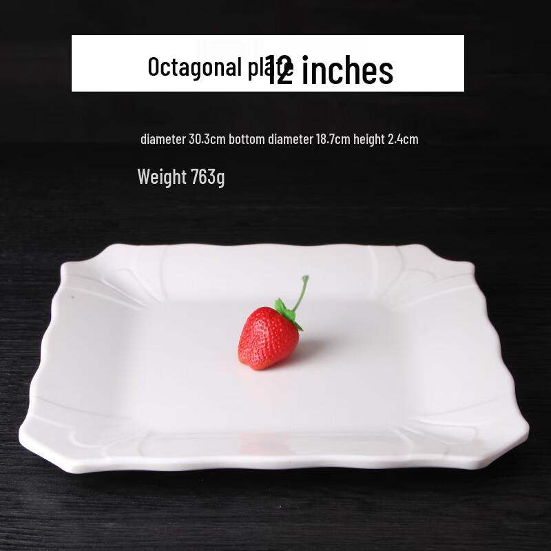 Qianxing A8 White Melamine Octagonal Dinner Plates (2-Pack)