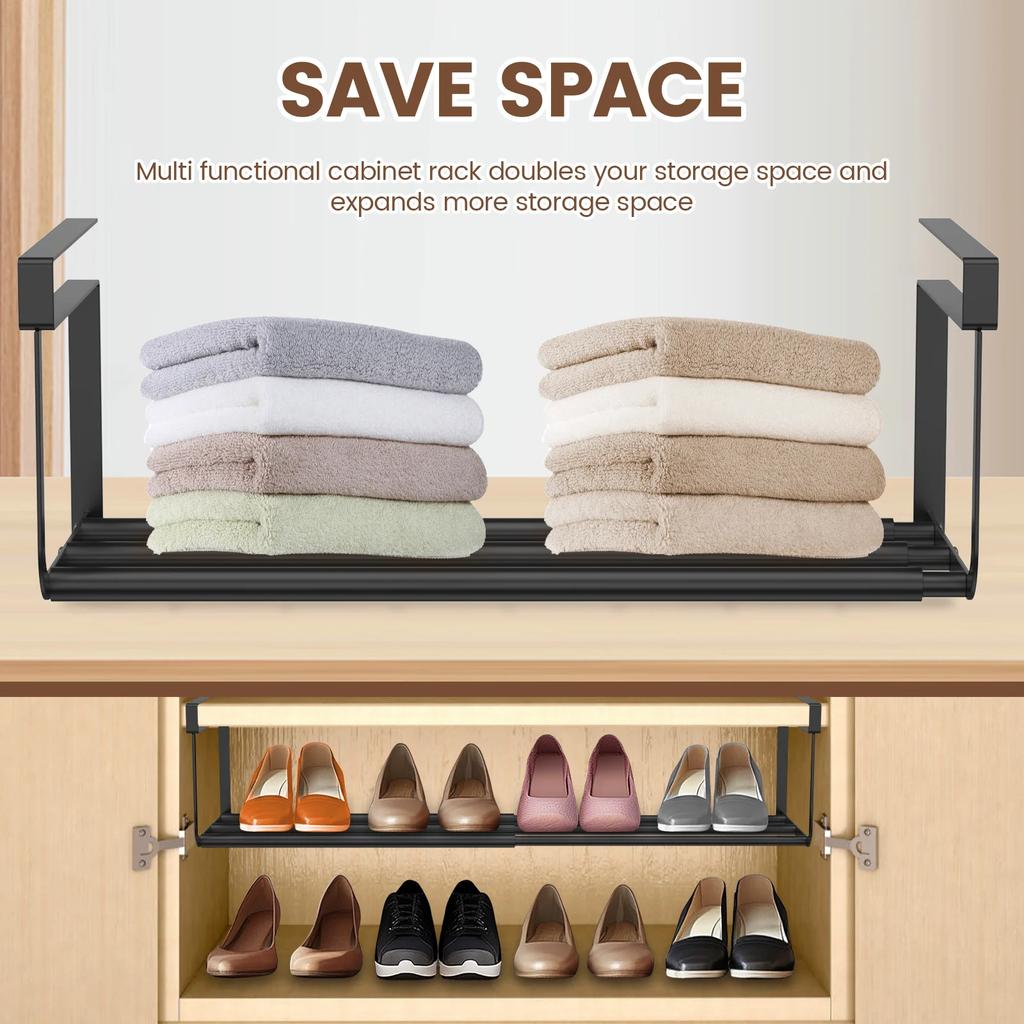 Nastavitelný věšák na boty závěsný pod skříňky police na uložení bot a oblečení rozšiřitelný domácí zatahovací organizér