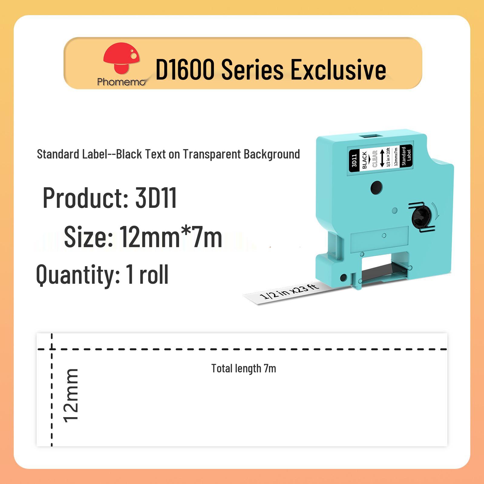 Phomemo D1600 Thermal Transfer Label Printer with 12mm Color Ribbon Adhesive Stickers