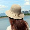 Summer Women's Sunshade Straw Hat Hat Bow Woven Bucket Hat Sun Protection and UV Protection Sun Hat