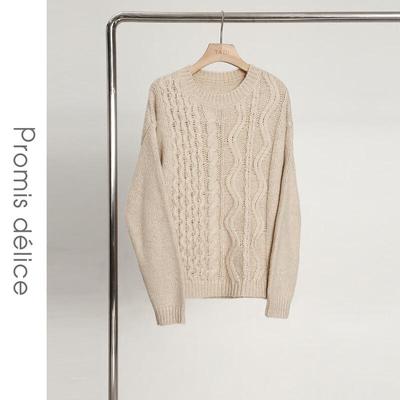 Pull Tricot Manches Longues Col Rond Femme