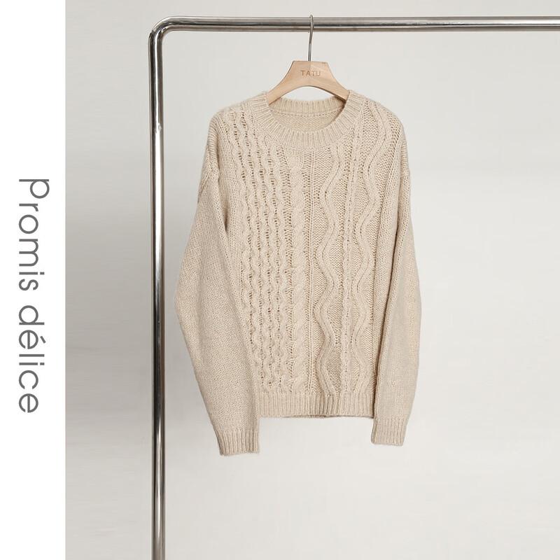 

Women s Round Neck Long-Sleeve Knit Sweater One Size