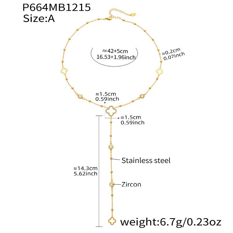 

Mili full diamond cut out round zirconium clip bead tassel y-shaped necklace 18k gold plated fashion