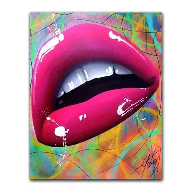 Nordic Graffiti Art Fashion Canvas Painting Sexy Lips Poster Office Wall Painting Living Room Bedroom Home Decoration Mural No Frame