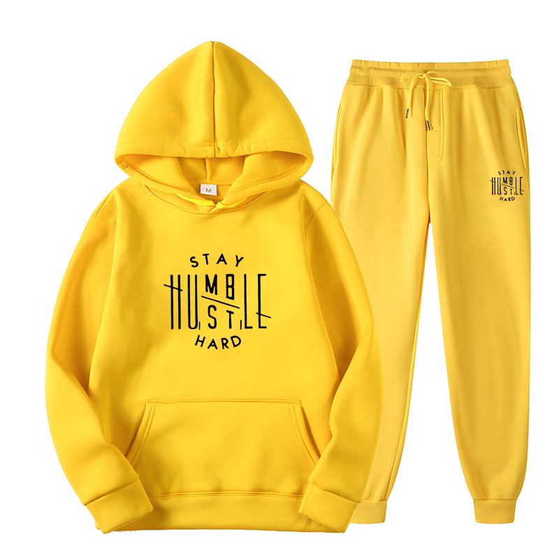 Simple Design Men's Letter Pattern Printed Hoodie Set Pure Cotton Comfortable Loose Casual Pocket Hoodie+Sweatpants