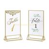  Clear Acrylic Sign Holder with Gold Borders Price Plate Double Sided Menu Holders Picture Frame for Wedding Table Number