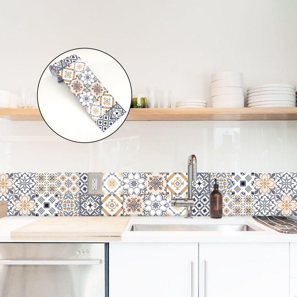 European Style Ceramic Wall Stickers Self-Adhesive Waterproof Peel and Stick Tile Peel & Stick Easy Install