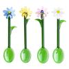Transparent Glass Stirring Spoon With Elegant Flower Head Colored Stirrer For Coffee Tea Cocktails Head Resistant