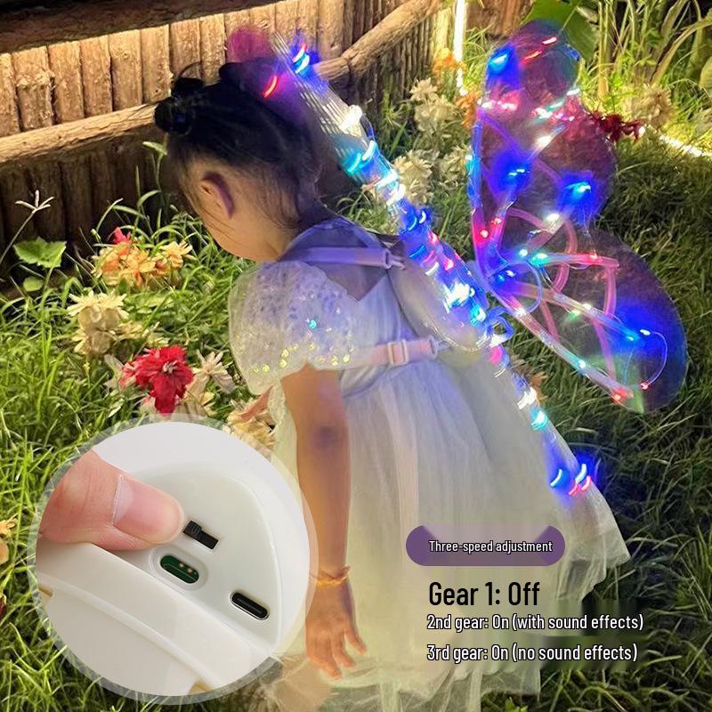 Children's Luminous Angel Feather Wings - Electric Butterfly Back Decoration for Girls' Birthdays