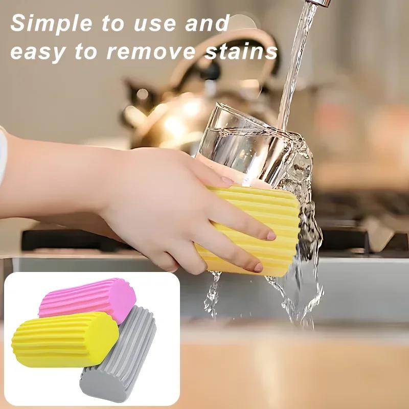 6PCS Dust Cleaning Sponges PVA Sponge Water Absorption Cleaning Sponge Household and Car Cleaning Sponges Friction Cotton (3 Colors)