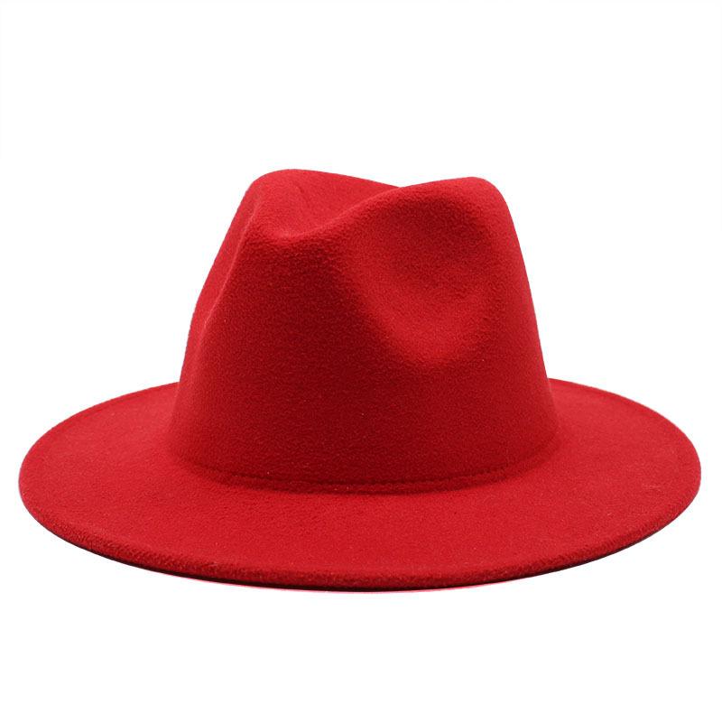 eBay Monochrome Light Board Men's and Women's Hats, Simple Woolen Top Hat, Flat-brimmed Big-edged Jazz Hat.