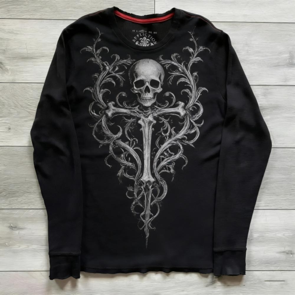 

Fashion Long Sleeved T-shirt Fashion Round Neck Oversized T-shirt Men Europe and America Printing Casual Gothic Tops Women Streetwear S